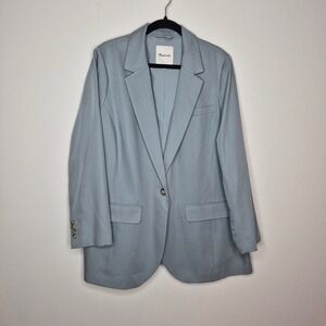 Madewell Larsen Drapeweave Blazer Oversized Light Blue Boss Babe Streetwear 2XL